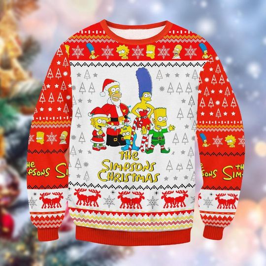 The Simpsons Christmas Ugly Sweater, Family Simpsons Xmas Sweater, Homer Simpson Shirt, Funny Bart Simpson Sweater,Xmas Gift For Family