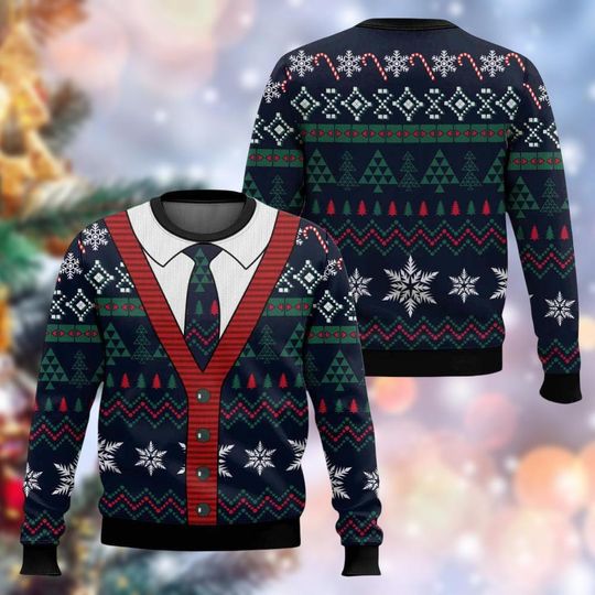 Men Bow Tie Suit Ugly Christmas Sweater, Funny Mens Xmas Costume Sweater, Winter Holiday Sweater, Xmas Party Outfits For Men Him Dad