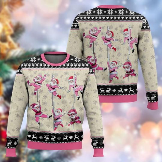 Santa Claus Dancing Ugly Christmas Sweater, North Pole Dancer Santa Sweater, Funny Holiday Sweatshirt For Men Women, Xmas Party Gifts