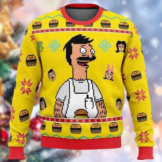 Discover Bob Belcher Christmas Ugly Sweater, Belcher Family Christmas Sweater, Holiday Sweater, Fun Movie Xmas Shirt, Bob Burgers Fans Gifts