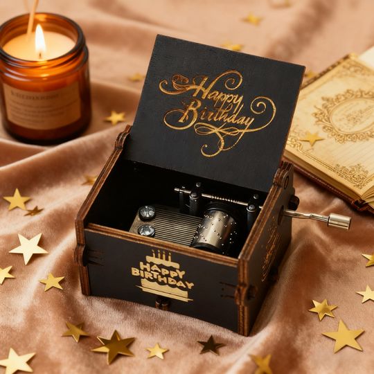 Happy Birthday Hand Crank Music Box, Birthday Gift