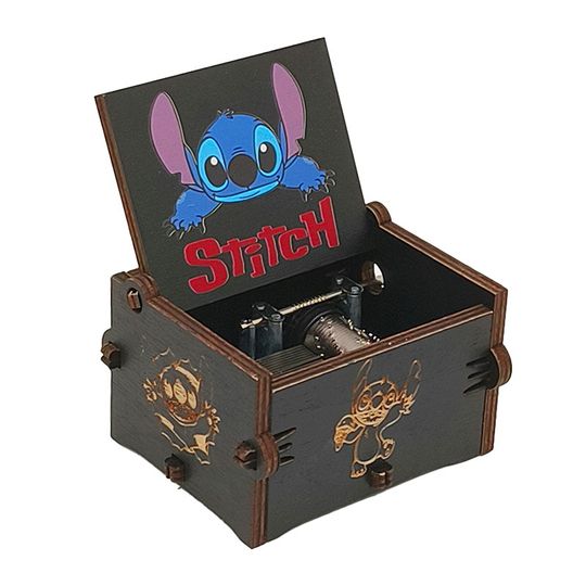 Discover Disney Lilo & Stitch Music Box Wooden Manual Crank Cartoon Figure Winnie The Pooh Anime Theme Cute Kids Birthday Gifts Wholesale