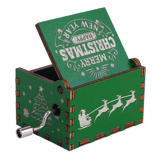 Christmas Hand Crank Music Box Wooden Antique Carved Music Box Creative Children New Year Birthday Gift