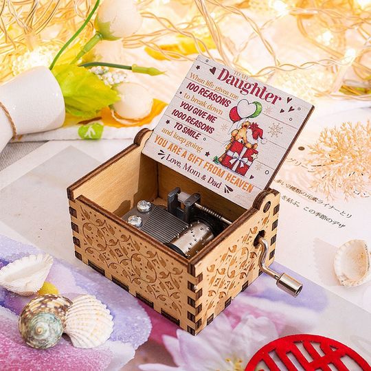 Discover Wooden hand-cranked music box Merry Christmas music painted music box Exquisite gifts