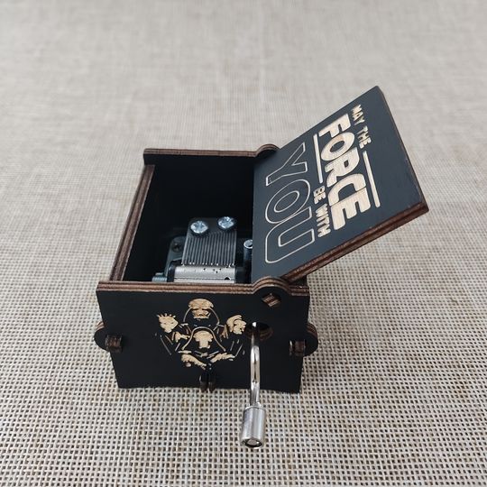 Discover 1pc Music Box Black Wooden Antique Carved Hand Cranked Classic Theme Music for Birthday Christmas Gifts Family Decoration