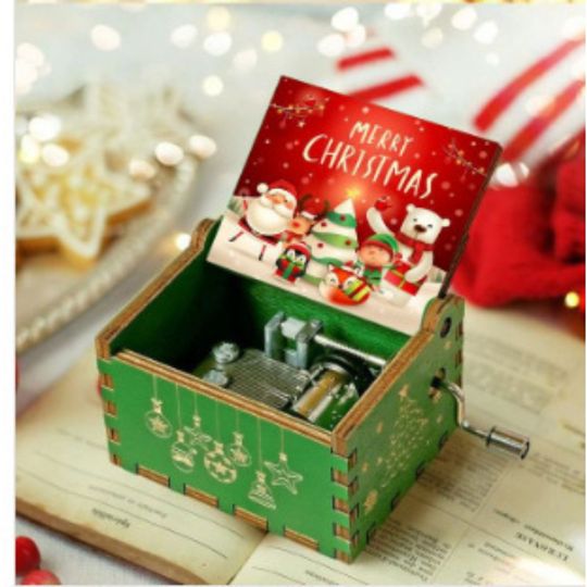 Discover Wooden hand-cranked music box Merry Christmas music painted music box gift