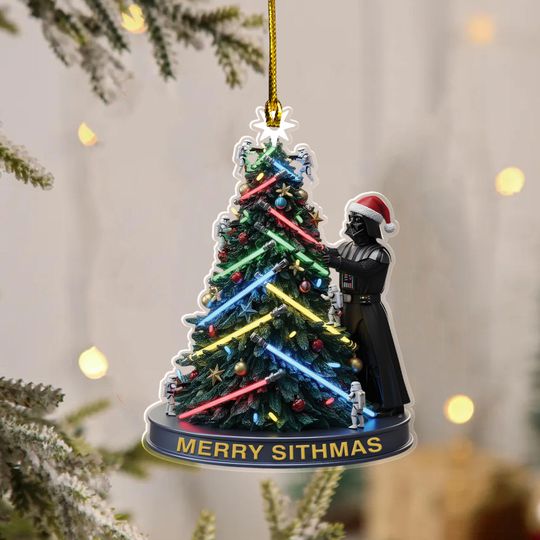 Discover Star Wars Christmas Ornament, Darth Vader 2D Flat Acrylic Ornament, Merry Sithmas Space Movie Xmas Tree Hanging, Sci-Fi Movie Ornament