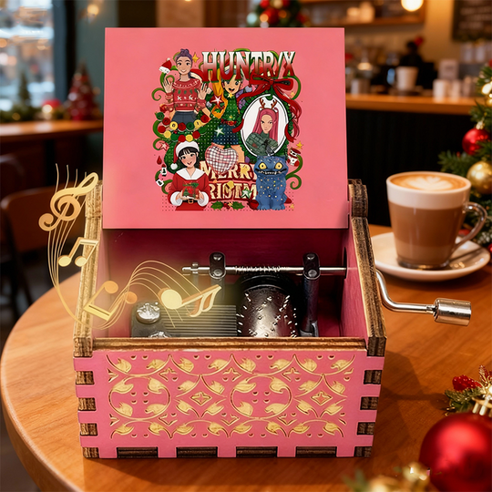 KPop Demon Hunters Wooden Hand Crank Music Box Girl Christmas Musical Box Home Decor Gift