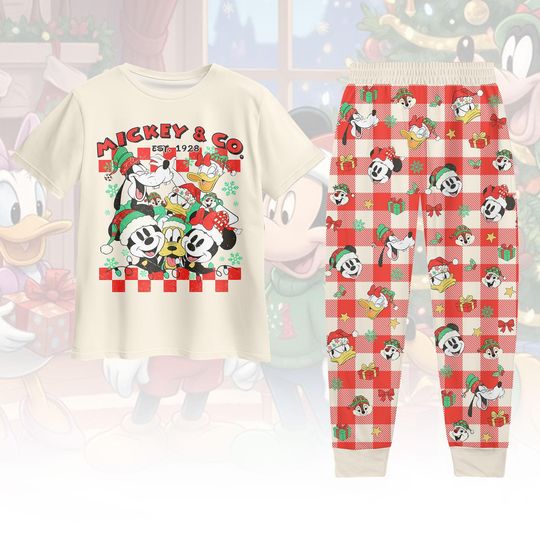 Discover Mickey And Friends Christmas Pajama Set, Mickey And Co T-Shirt And Pants, Donald Daisy Goofy Shirt, Disney Trip Tee, Magic Kingdom Gift