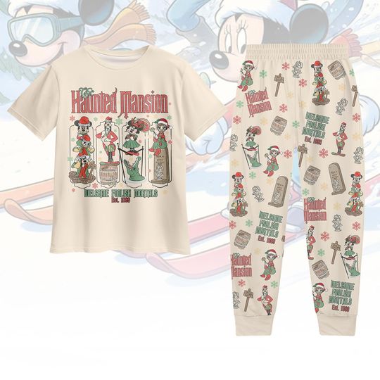 Discover Haunted Mansion Christmas Pajamas Set, Mickey and Friends T-Shirt And Pants, Disney Lights Shirt, Mickey's Very Merry Xmas Pajamas