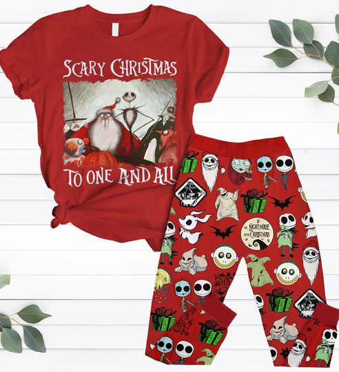 Jack Skellington Christmas Pajamas Set, Jack Santa Claus Holiday Pajamas, Nightmare Christmas Family Pajamas, Xmas T-Shirt And Pants