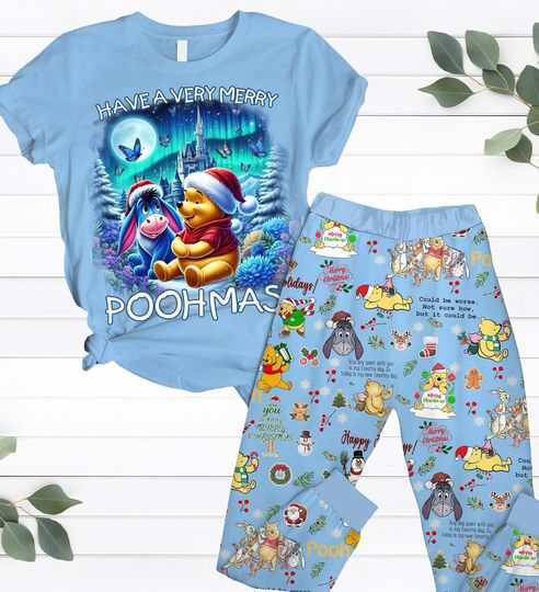 Discover Winnie The Pooh Pajamas Set, Pooh And Friends Christmas Pajamas, Disney Pooh T-Shirt And Pants, Pooh Bear Xmas Pajamas, Disneyland Gift