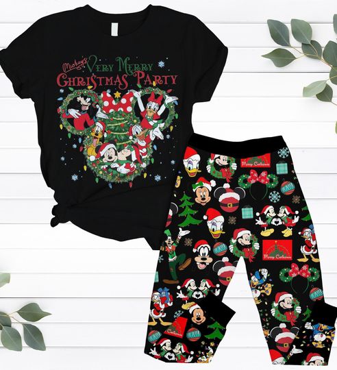 Discover Mickey And Friends Christmas Pajamas Set, Mickey And Co Tee And Pants, Donald Daisy Goofy Shirt, Disney Trip Shirt, Magic Kingdom Gift
