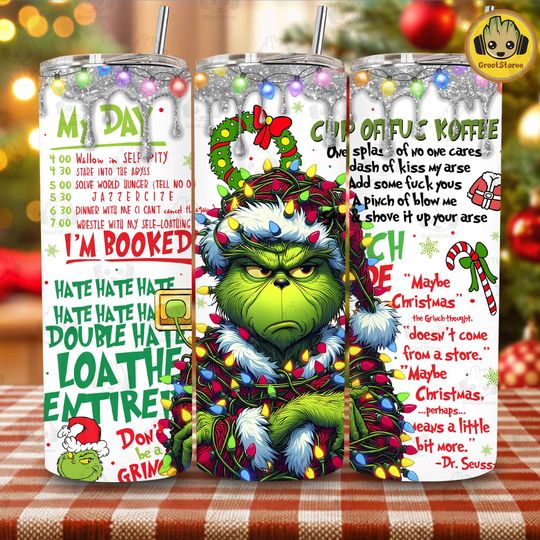 Im Fine Everything Is Fine Christmas Green Movie 20oz Tumbler , Retro Merry Christmas Tumbler, Christmas 20oz Skinny Tumbler