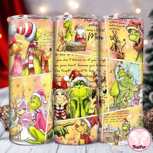 Discover Christmas Green Guy 20oz Tumbler Wrap , 90s Movie Christmas Character Design, Friends Holiday Movie Tumbler Sublimation