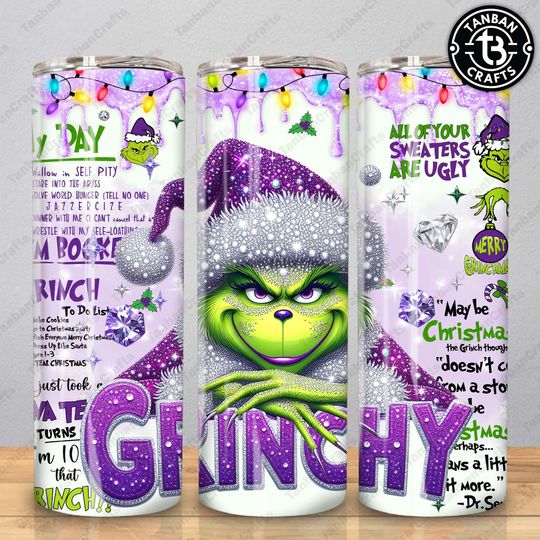 Discover Funny Christmas Thief Eww People Tumbler Wrap , Green Character Christmas 20 oz Skinny Tumbler Wrap, Christmas Character Tumbler