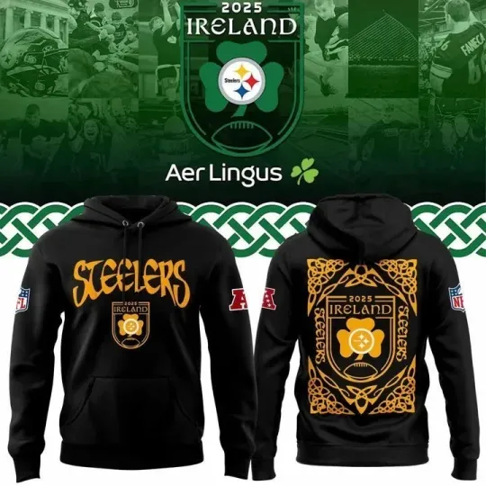 Discover Steeler 2025 Ireland game Hoodie, Gift For Fans, Christmas Gift