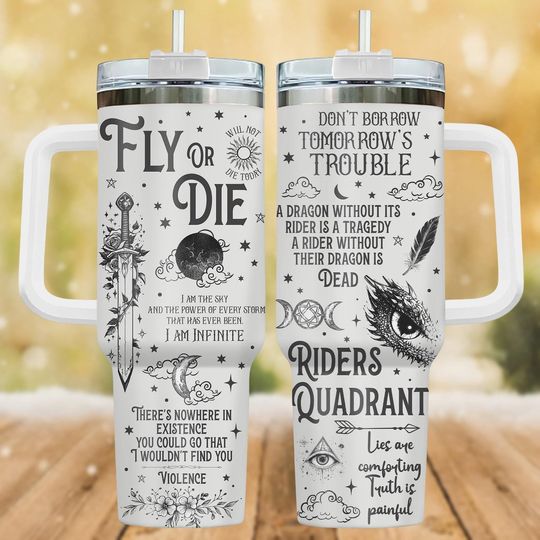 Basgiath War College Tumbler 40oz, Dragon Stainless Steel Tumbler, Fantasy Book Lover Coffee Tumbler, Fourth Wing Tumbler With Handle