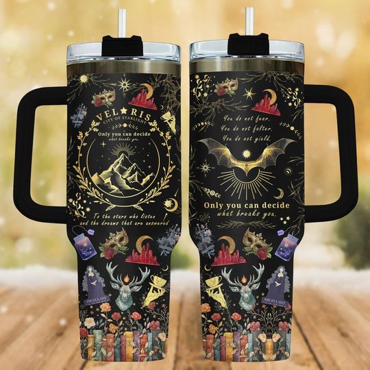 Velaris Acotar Tumbler 40oz, Dragon Wings Insulated Tumbler, Fantasy Book Tumbler Cup, City Starlight Coffee Tumbler,Bookish Lover Gift