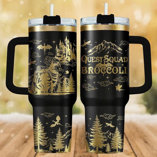 Broccoli The Fierce Engraved Tumbler 40oz, Sworn Protector Of The Quest Squad, Fourth Wing Tumbler, Fantasy Bookish, Dragon Rider Gift