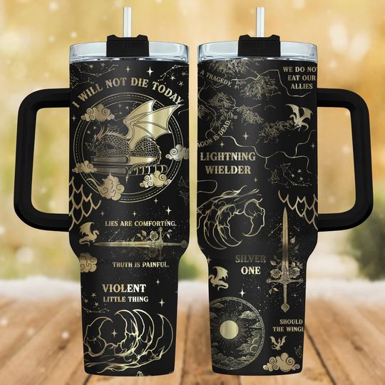 Onyx Storm Engraved Tumbler 40oz, Brave The Dark Tumbler, Fourth Wing Tumbler Cup, I Will Not Die Today Tumbler, Dragon Riders Fan Gift