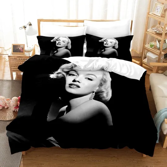 3D Marilyn Monroe Black Bedding Set