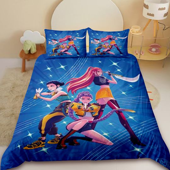 Discover 3pcs Duvet Cover Set KPop D-Demon H-Hunters Bedding Set Quilt Cover Gift with 2 Pillowcase Queen King Bedroom Decor