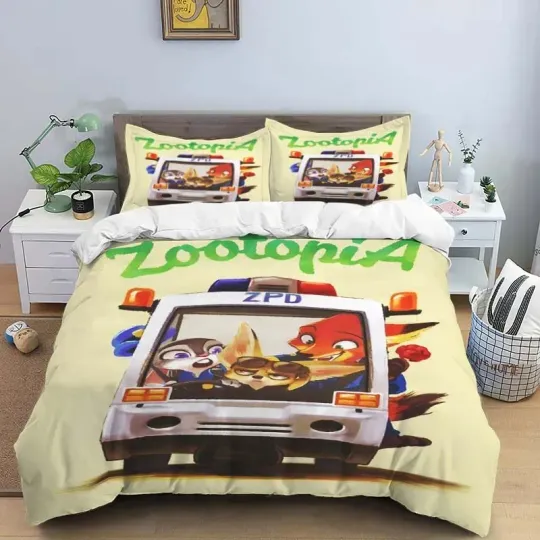 Discover comforter sets, Zootopia Cartoon Duvet Cover, Pillowcase, Cute Bedding Set for Home Room, Boy & Girl Gift 2/3pcs