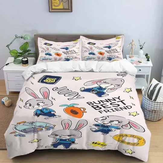 Discover comforter sets, Disney Zootopia cartoon duvet cover, pillow case, home room bedding set, cute three-piece set for boys and girls