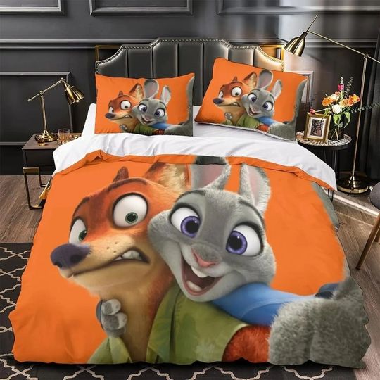 Discover Zootopia Cartoon Bedding Set 3D Printing Home Decoration Pillowcase Quilt Cover Cute Gift To Family and FriendsZip Duvet Cover
