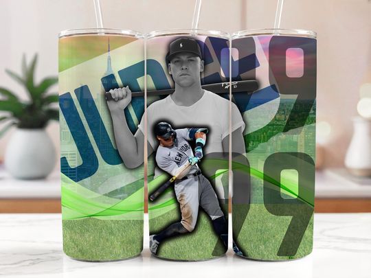 Discover Aaron Judge Yankees Tumbler: 20oz Skinny Stainless Steel Baseball Fan Gift