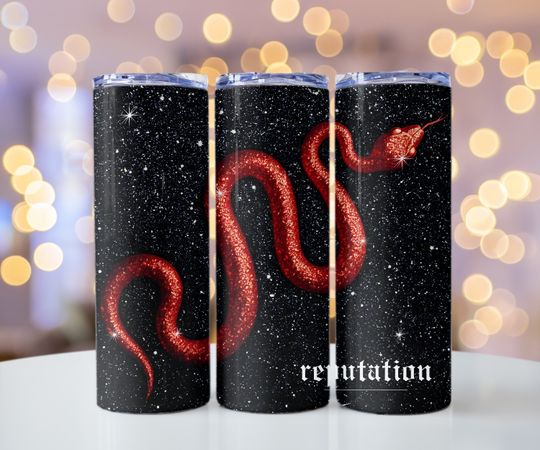 Discover Taylorr Swifts Reputation Tumbler Wrap: Red Glitter Snake Design