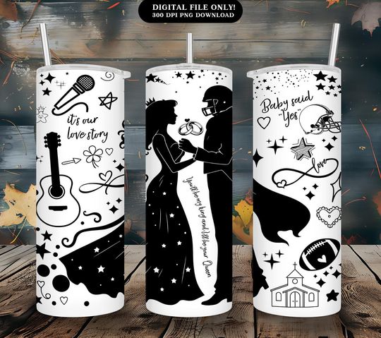 Discover A Singer Princess and A Football Player Tumbler Wrap | 20 oz Skinny Tumbler Wrap | Pop Singer Design Tumbler Wrap