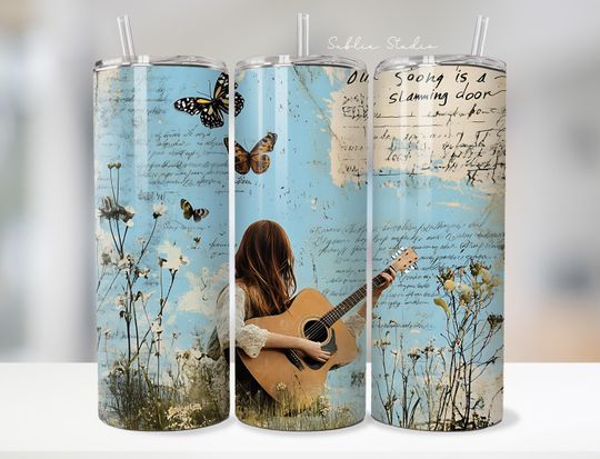 Wildflower Guitar Tumbler Wrap: Taylorr Swifts Debut Album Inspired