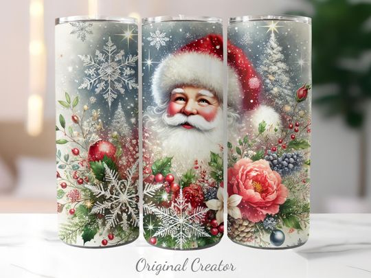 Discover Santa Tumbler Wrap, 20oz Skinny Tumbler Sublimation Design, Classic Santa Claus Sublimation Design, Christmas Tumbler Wrap