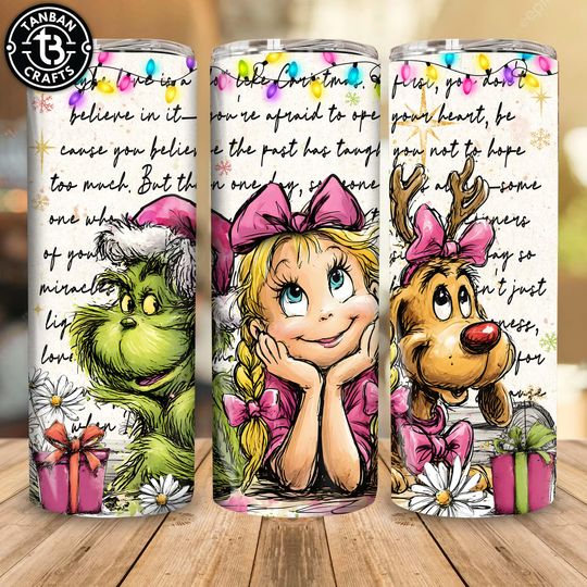 Discover Retro Pink Greenmas Tumbler Wrap Png, Green Character Christmas 20oz Skinny Tumbler Wrap Png, Christmas Tumbler Png