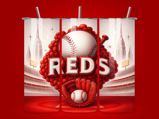 Discover RED Baseball Team Design 20oz Skinny Tumbler Wrap PNG, MLB Sports Seamless Design, 20oz Sublimation Tumbler, Digital Download Template