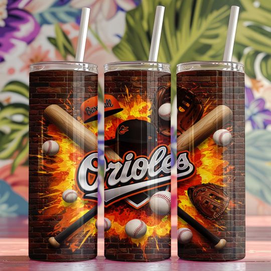 Discover Orioles Baseball Team Design 20oz Skinny Tumbler Wrap PNG, MLB Sports Seamless Design, 20oz Sublimation Tumbler, Digital Download Template