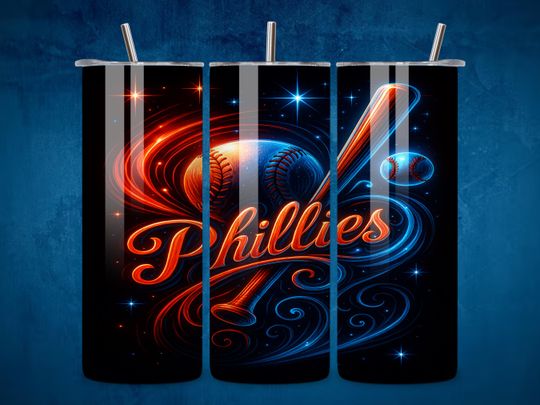 Discover PHILLIE Baseball Team Design 20oz Skinny Tumbler Wrap PNG, MLB Sports Seamless Design, 20oz Sublimation Tumbler, Digital Download Template