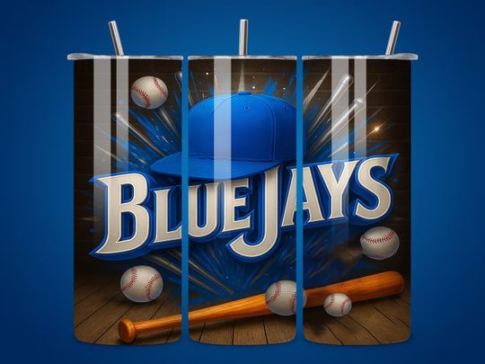 Discover Bluejays 20oz Tumbler Wrap, Seamless Baseball Design (Digital Download)
