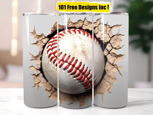 Discover 3D Baseball Tumbler Wrap: 20 oz Skinny Tumbler Sublimation Design (PNG Digital Download)