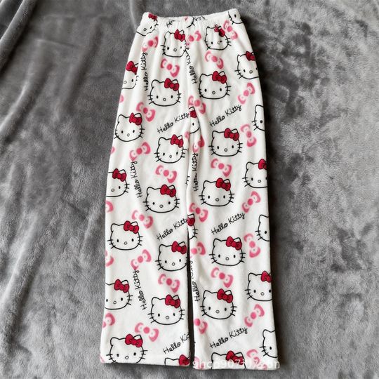 Discover Hello Kitty Winter Flannel Pajama Pants  Soft Plush Lounge Bottoms for Women, Cozy Homewear