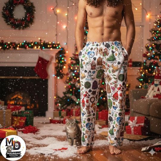 Discover Christmas Gone Wrong Men's Pajama Pants, Pajamas, Gift for Him, Pajama Bottoms
