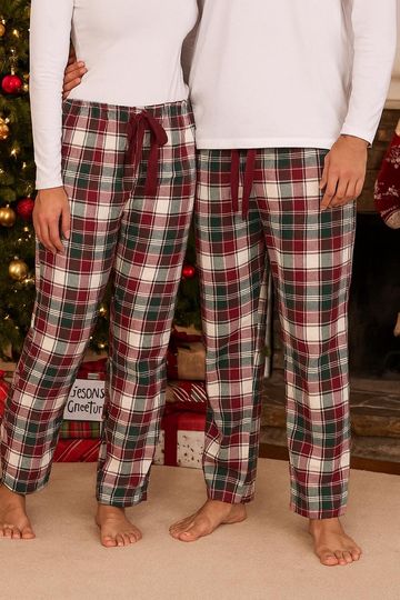 Discover Flannel Pijama Pants, Christmas Plaid ,Comfy Sleepwear, xmas matching, holiday pj