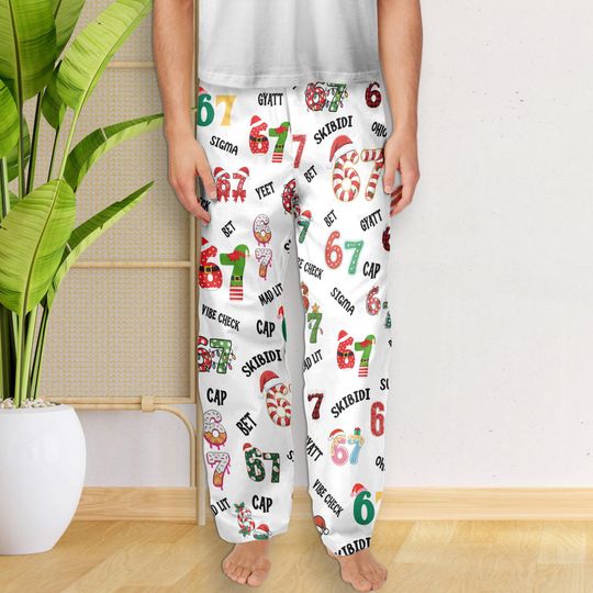 Discover 67 Meme Pajamas Pants, Six Seven Christmas Pajama Pants, Christmas Pants, 6 7 Trendy Funny Holiday Loungewear Cozy Xmas, 67 Hot Viral