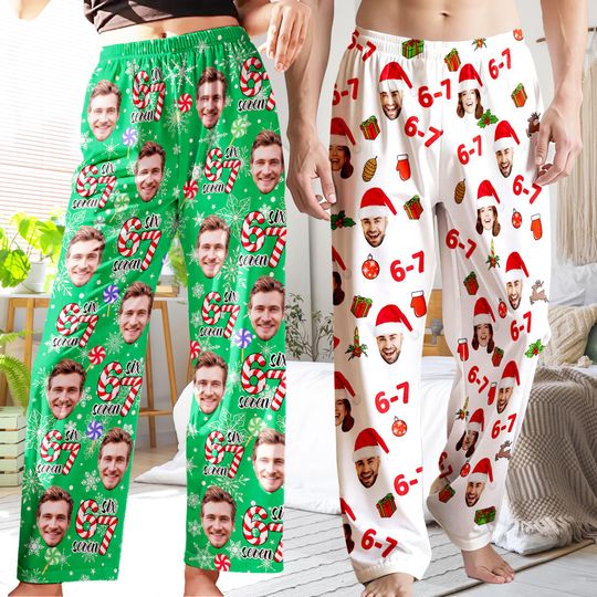Discover Personalized 67 Meme Pajama Pants with Face: Custom Six Seven Pj Trousers for Men