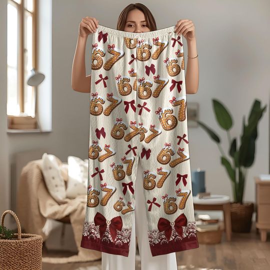 Discover 67 Pajamas Pants,  Six Seven Meme Sleep Pants,  Funny Christmas 67 Pajama Outfit, Family Holiday Sleepwear Set