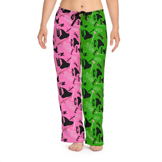 Discover Green Pink Witch Pants | Pyjama Pants Bottoms Pj Gift For Her For Him Comfy Merch Character Stocking Stuffer Wand Hat Bubble