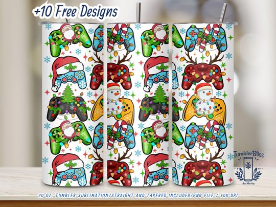 Discover Festive Gamer Christmas Tumbler Wrap  Holiday Controller Design