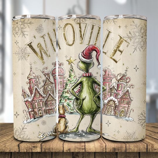 Discover Green Guy Christmas 20oz Skinny Tumbler Wrap  , Vintage Holiday Thief Tumbler,Christmas Character Sublimation Wrap for Holiday Gift Making